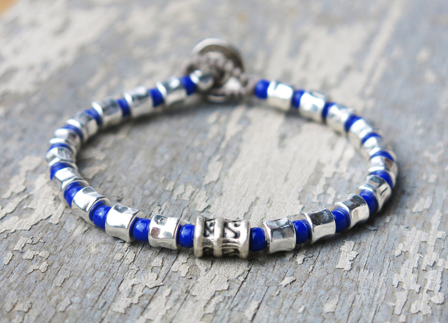 SARDEGNA - Knotted Bracelet with ceramic and silver-plated beads