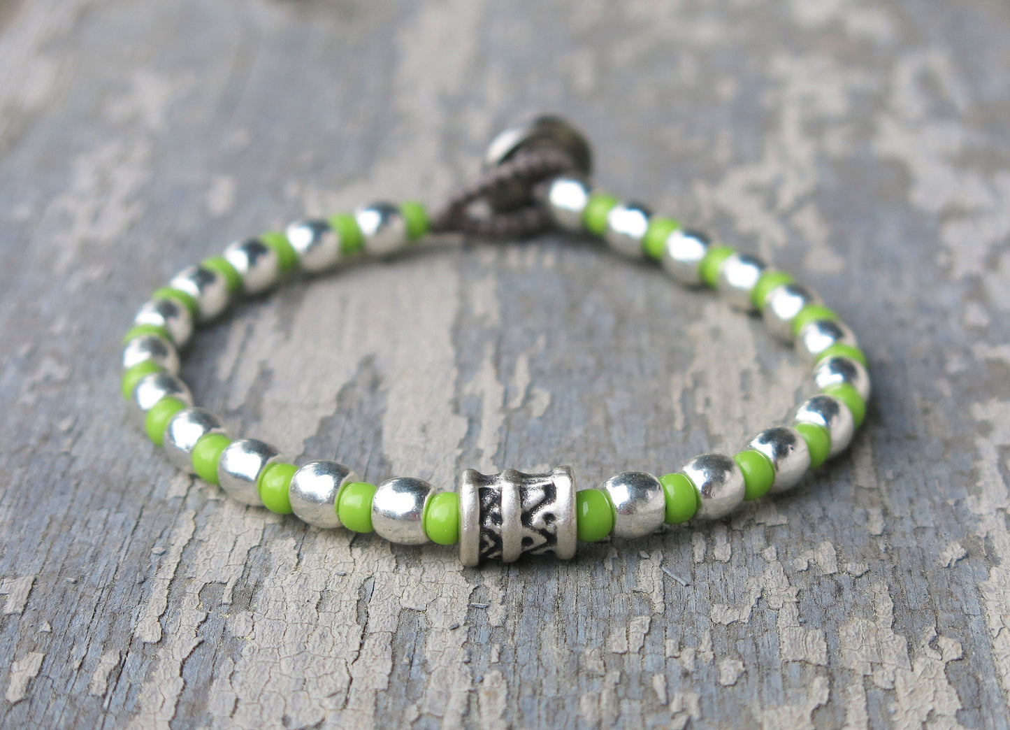 SARDEGNA - Knotted Bracelet with ceramic and silver-plated beads