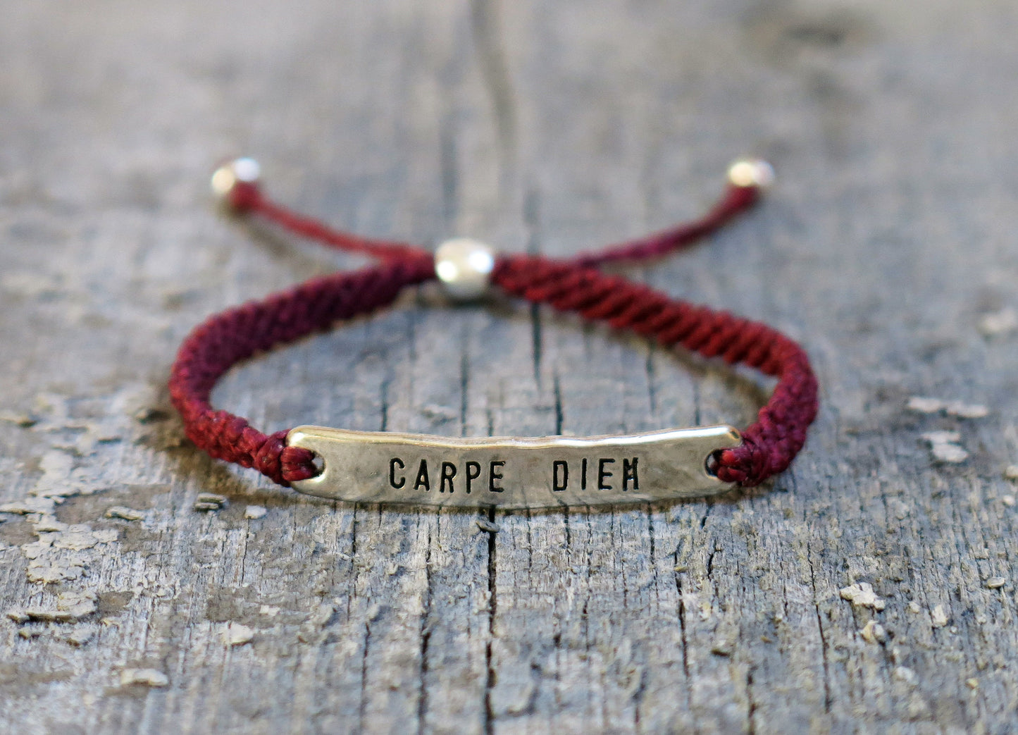 CARPE DIEM - Knotted Handmade Adjustable Waxed Rope Bracelet