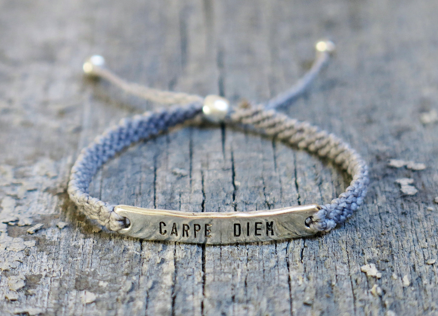 CARPE DIEM - Knotted Handmade Adjustable Waxed Rope Bracelet