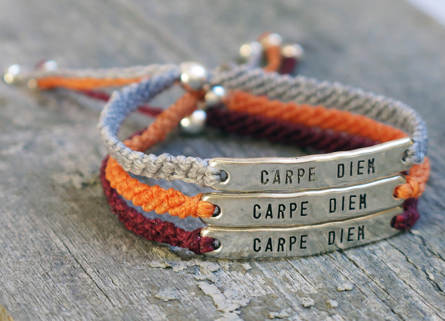 CARPE DIEM - Knotted Handmade Adjustable Waxed Rope Bracelet