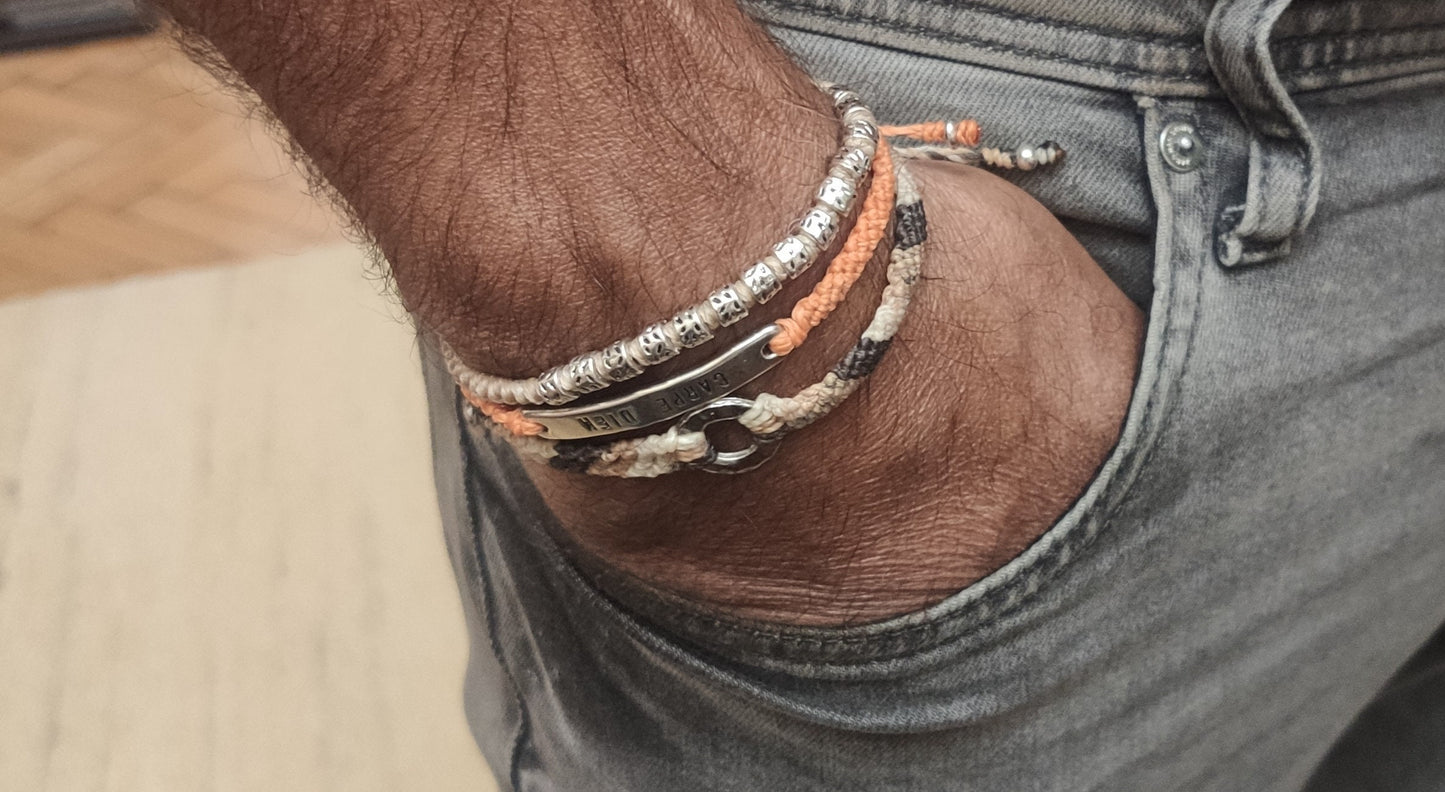 MACAO - Handmade Waxed cord Bracelet with Ring
