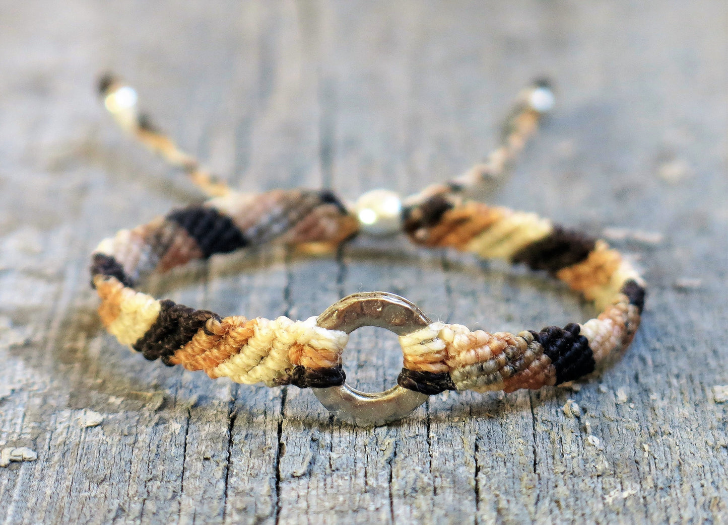 MACAO - Handmade Waxed cord Bracelet with Ring